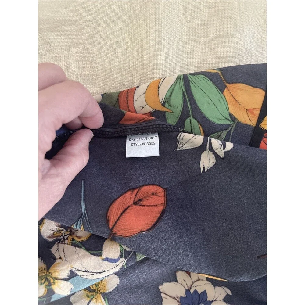 Pookie And Sebastian black floral Cowl Neck Midi Slit Dress M - Picture 8 of 11